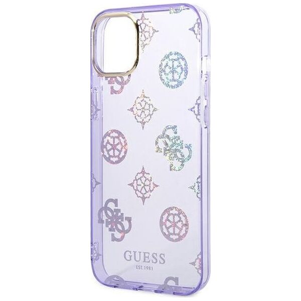 Guess Etui Guess do iPhone 14 Plus 6,7" liliowy/lilac hard case Peony Glitter