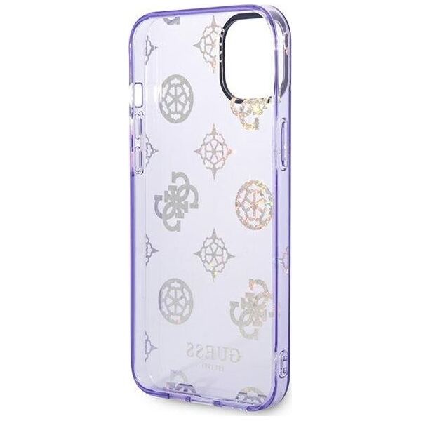 Guess Etui Guess do iPhone 14 Plus 6,7" liliowy/lilac hard case Peony Glitter
