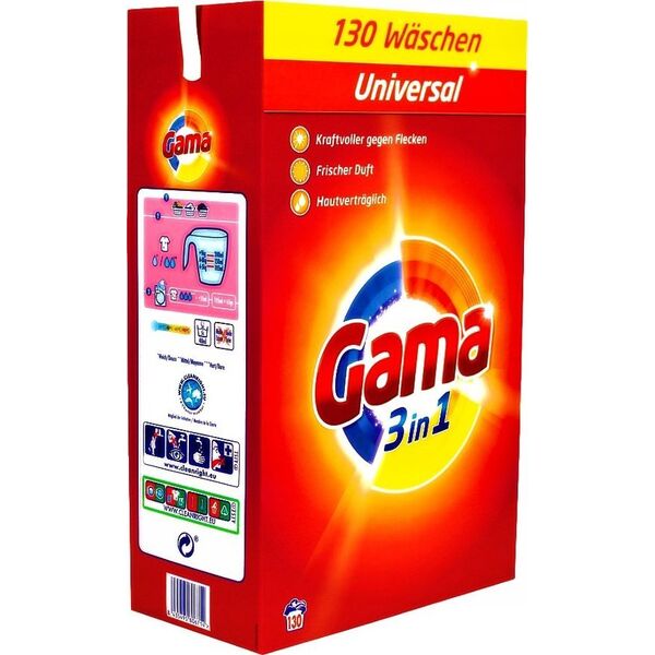 GAMA Proszek do prania GAMA 3in1 uniwersalny 130 prania 7,8kg