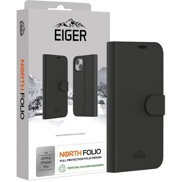 Θήκη Eiger North Folio iPhone 16e μαύρο