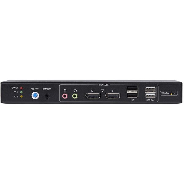 StarTech.com 2-Port Dual-Monitor DisplayPort KVM Switch με Διπλή Προβολή Video Matrix, 4K 60Hz, 4x Θύρες USB Hub, Εναλλαγή με Hotkey, DP 1.2 Matrix KVM, Συμμόρφωση TAA, 3840 x 2160 pixels, 4K Ultra HD, 36 W, Μαύρο