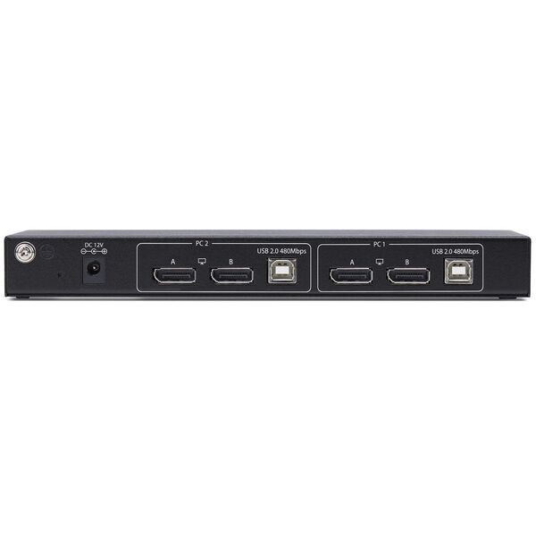 StarTech.com 2-Port Dual-Monitor DisplayPort KVM Switch με Διπλή Προβολή Video Matrix, 4K 60Hz, 4x Θύρες USB Hub, Εναλλαγή με Hotkey, DP 1.2 Matrix KVM, Συμμόρφωση TAA, 3840 x 2160 pixels, 4K Ultra HD, 36 W, Μαύρο