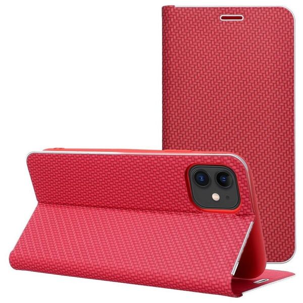 Kabura LUNA Book Carbon do IPHONE 17 czerwony