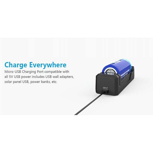 Ładowarka do akumulatorów cylindrycznych Li-ion 18650 USB-C - 1 kanał