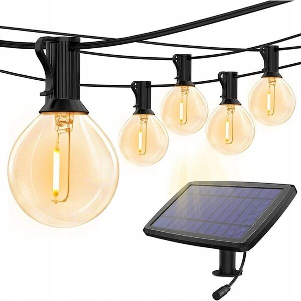 PS Girlanda solarna zewn. MOON in the room, 25 żarówek LED 3V 2700K ładowanie panel solar+ microUSB, 7,5 m