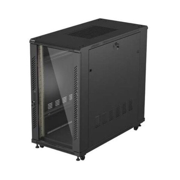 SZAFA INSTALACYJNA RACK STOJĄCA 19" 22U 600X1200 CZARNA DRZWI PRZESZKLONE LANBERG (FLAT PACK)