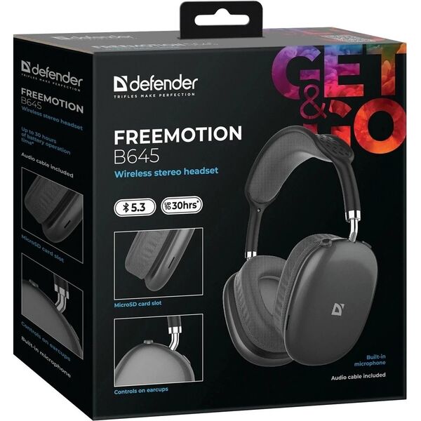 Słuchawki Bluetooth DEFENDER FreeMotion B645 Czarne MP3 30h