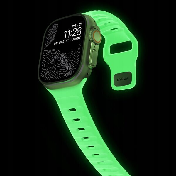 Nomad Nomad Sport Strap, Glow 2.0 - Apple Watch Ultra 2/1 (49mm) 9/8/7 (45mm)/6/SE/5/4 (44mm)/3/2/1 (42mm) 13239855 856504015800