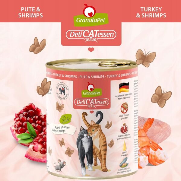 GranataPet DeliCatessen indyk i krewetki karma mokra dla kota 800g