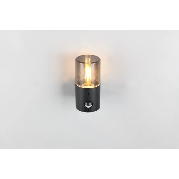 Outdoor wall lamp TRIO HOOSIC, IP44 1xE27 with motion sensor, black 17.5x8.5x11.8cm