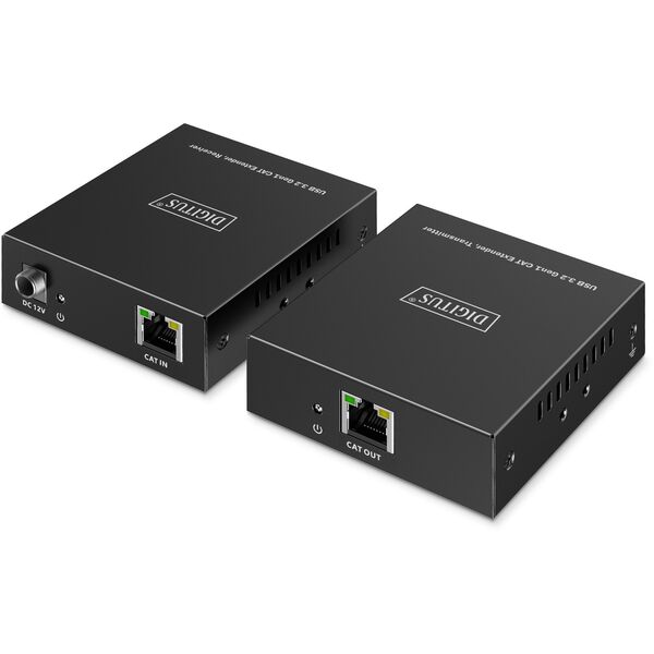 Digitus Przedłużacz USB 3.2 Gen1 CAT, 5 Gb/s, 4 porty: 3x USB-A / 1x USB-C, 100 m