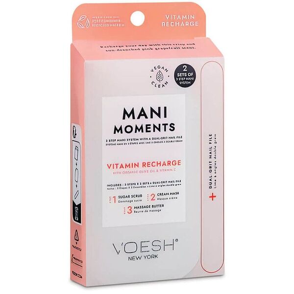 VOESH_SET Mani Moments Double Vitamin Recharge zestaw do manicure peeling cukrowy + maska kremowa + masło do masażu + pilnik do paznokci