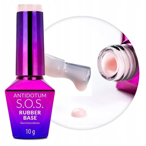 MOLLY NAILS_S.O.S. Antidotum Rubber Base baza kauczukowa do manicure pedicure i ozdób Powder Pink 10g