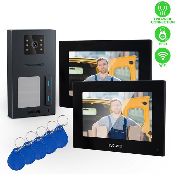 EVOLVEO DoorPhone AP2-2 ενσύρματο βιντεοτηλέφωνο για δύο διαμερίσματα με εφαρμογή, μαύρο