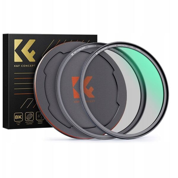 Zestaw 3w1 Filtr Polaryzacyjny Cpl Pierścień Magnetyczny Dekielek K&f 72 Mm / Sku.1706