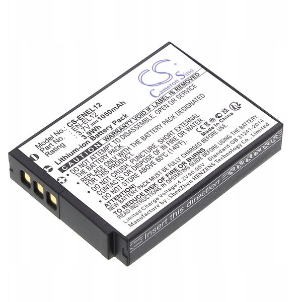 Akumulator Bateria Typ En-el12 Enel12 Do Nikon Coolpix / Keymission 170 360 / Cs-enel12