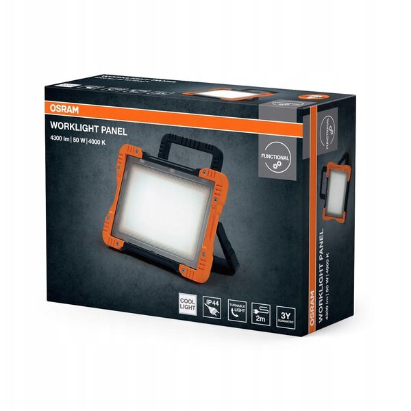Portable LED spotlight OSRAM WORKLIGHT PANEL, IP20, 50W, 230V, 4000 K, 4500 lm
