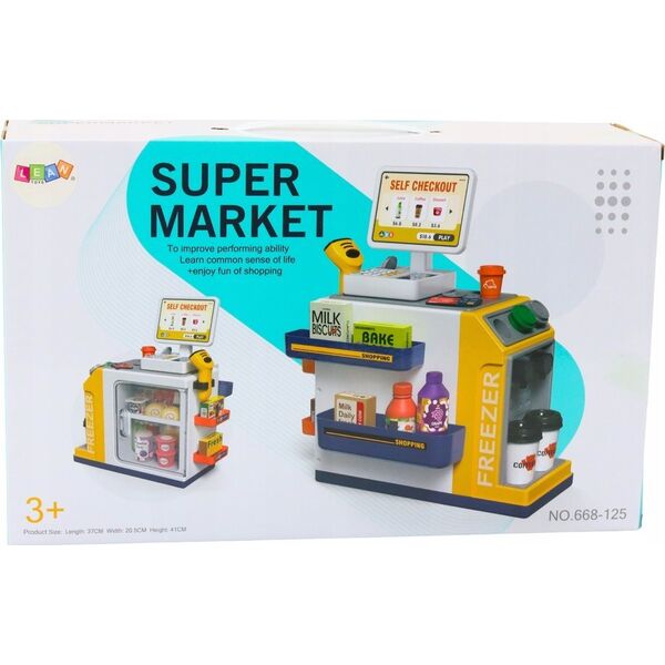 LeanToys Zestaw Supermarket Kasa Fiskalna Skaner Światła I Dźwięki