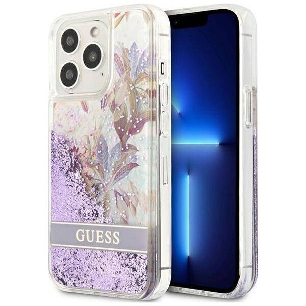 Guess Guess GUHCP13XLFLSU iPhone 13 Pro Max 6,7" fioletowy/purple hardcase Flower Liquid Glitter