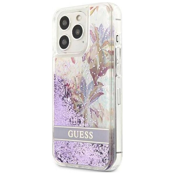 Guess Guess GUHCP13XLFLSU iPhone 13 Pro Max 6,7" fioletowy/purple hardcase Flower Liquid Glitter