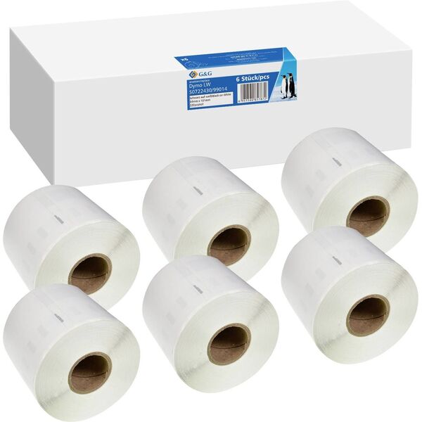 6x G&G Ετικέτες 54mm x 101mm μαύρο Συμβατό με Dymo S0722430/ 99014