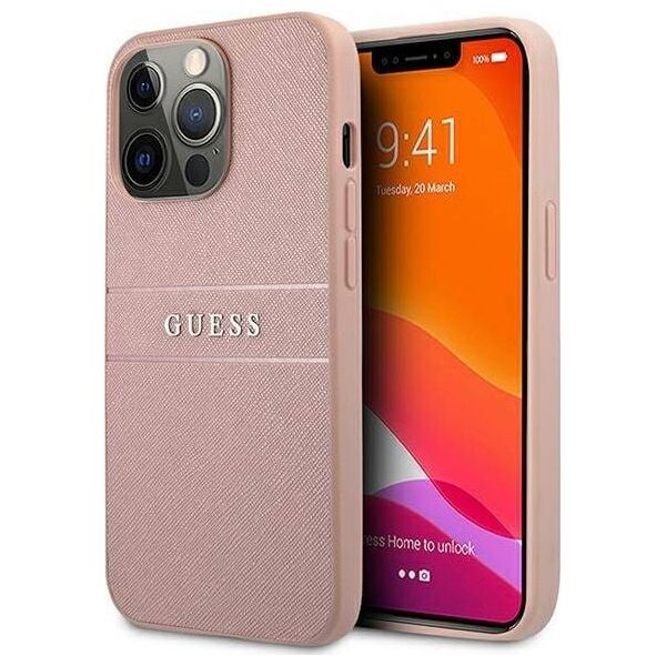 Guess Guess GUHCP13LPSASBPI iPhone 13 Pro / 13 6,1" różowy/pink hardcase Saffiano Stripe