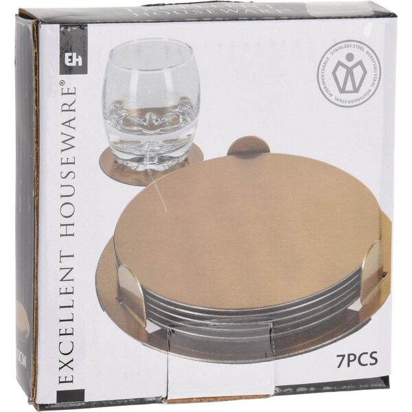 Excellent Houseware Podkładki na stół złote GLAMOUR pod kubek szklankę