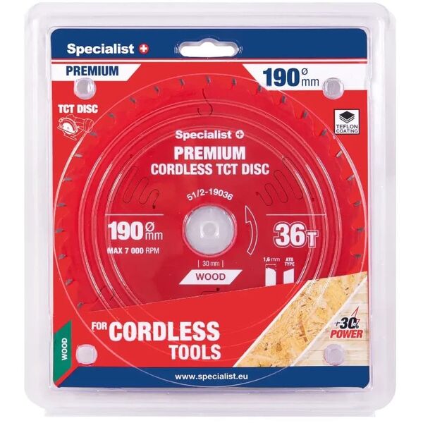 Δίσκος κοπής 190x36Tx30mm, Ασύρματο PREMIUM SPECIALIST+