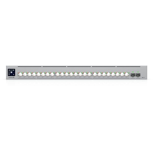 Ubiquiti network switch ECS-24-PoE-EU Enterprise-grade 24-port, Layer 3 Etherlighting PoE+++ switch with high-capacity 10 GbE RJ45 and 25G SFP28 connections for high availability system design, (16) 10 GbE, (8) 2.5 GbE ports, all PoE+++ (90W capable,