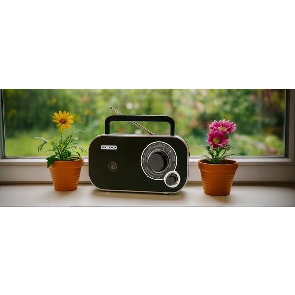 77-543# Radio przenośne analogowe am/fm blow ra12 czarno-białe