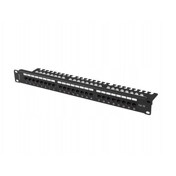 Lanberg Patch Panel 24 port 1U 19" kat.5E UTP czarny z organizerem kablowym