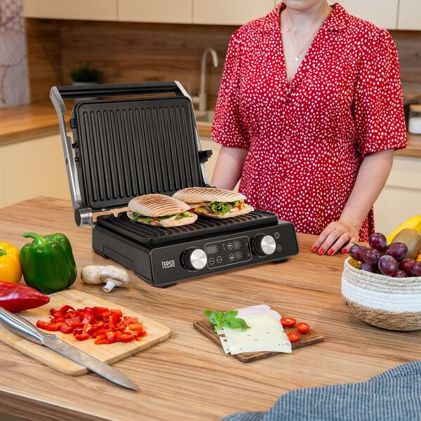Grill elektryczny TEESA , panini grill , opiekacz, 3 pozycje , wyjmowane wkłady, 2000W