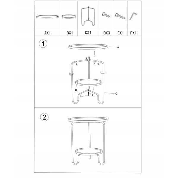 Stolik kawowy z półką, Ø 48 cm