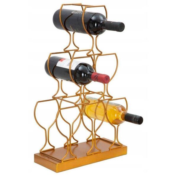 Stojak na wino, 6 butelek, złoty, 31 x 12 x 53 cm