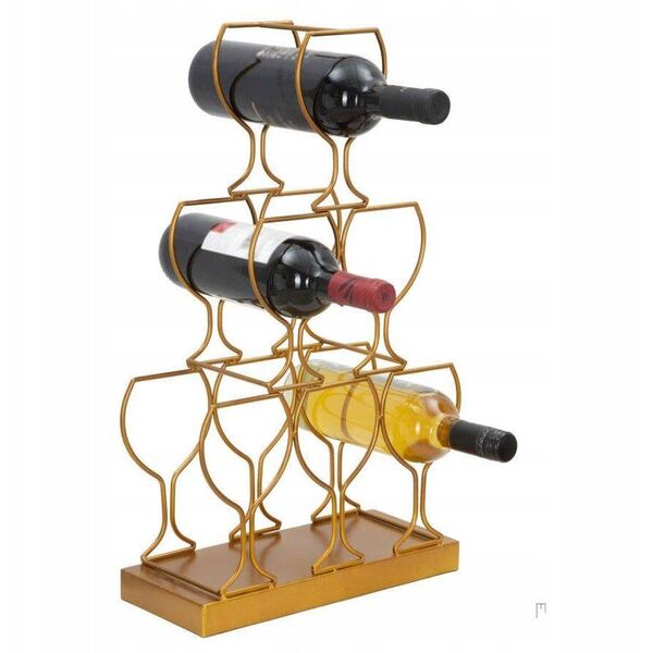 Stojak na wino, 6 butelek, złoty, 31 x 12 x 53 cm