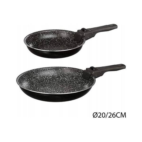 Patelnie z kamienną powłoką i zdejmowaną rączką, Ø 20 i 26 cm, 2 sztuki