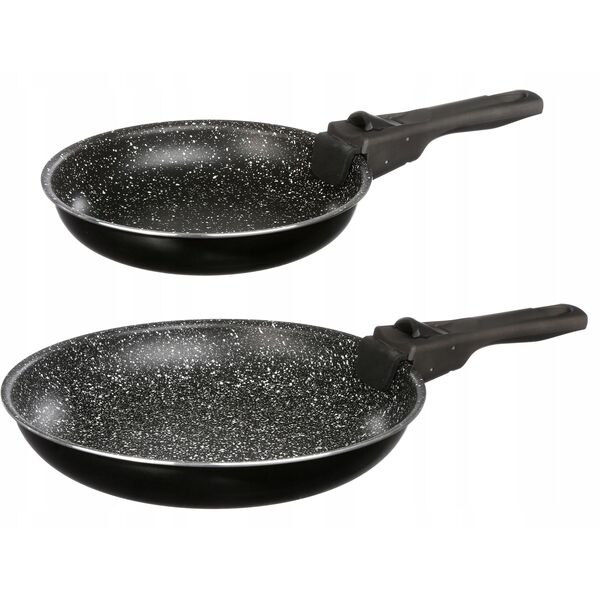 Patelnie z kamienną powłoką i zdejmowaną rączką, Ø 20 i 26 cm, 2 sztuki