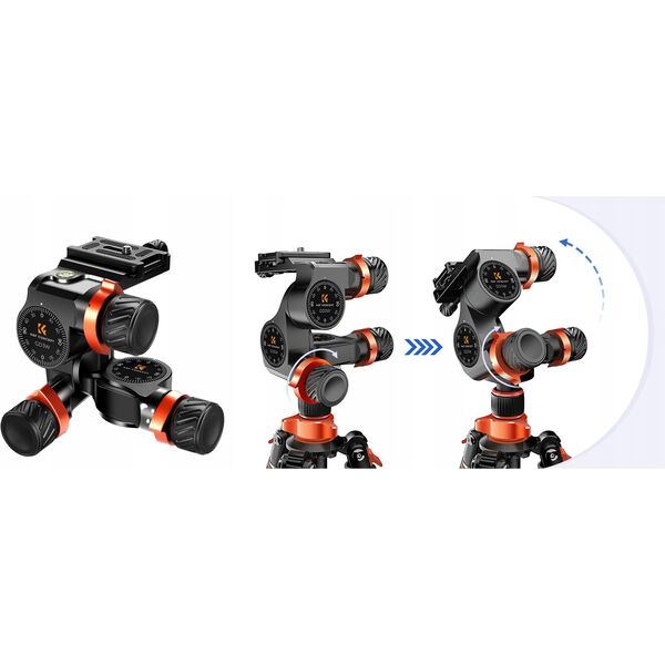 3-osiowa Głowica Przekładniowa Cnc Udźwig 6 Kg 1/4"" 3/8"" Arcaswiss K&f / Kf31.047