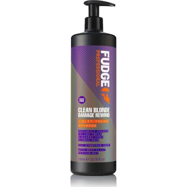 Fudge  FUDGE_Clean Blonde Damage Rewind Violet-Toning Shampoo regenerujący i tonujący szampon do włosów blond 1L