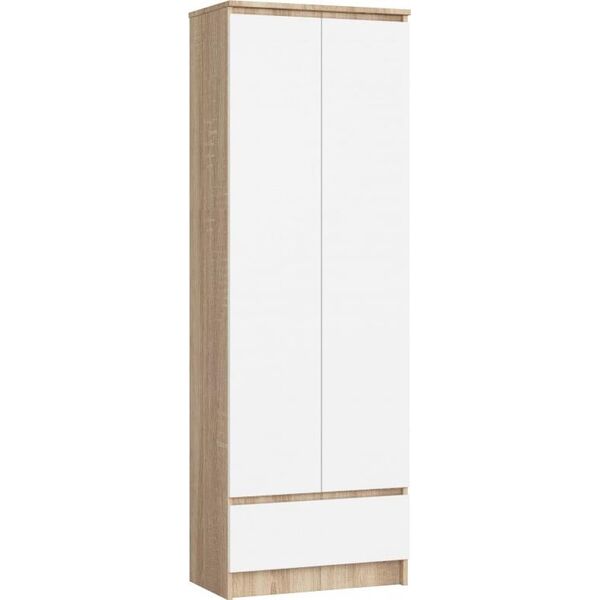 Fabryka Mebli Akord REGAŁ BIUROWY SZAFA R 60 cm CLP 1 SZUFLADA 2 DRZWI DĄB SONOMA / BIAŁY