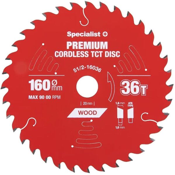 Δίσκος κοπής 160x36Tx20mm, Ασύρματο PREMIUM, SPECIALIST+