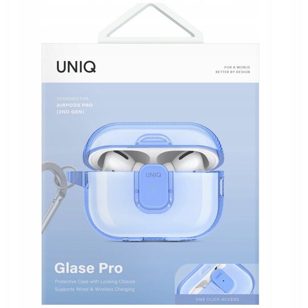 Etui UNIQ Glase Pro do Apple AirPods Pro 2 Lock Case niebieski