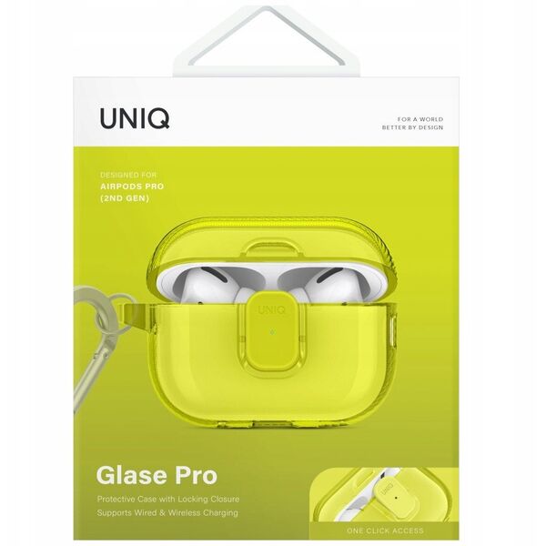 Etui UNIQ Glase Pro do Apple AirPods Pro 2 Lock Case żółty