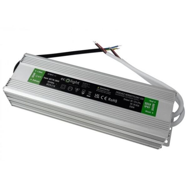 Zasilacz Led Hermetyczny 250W 12V 20.83A 245X75X40 Eco Light