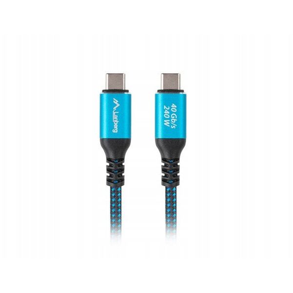KABEL USB-C M/M USB4 0.5M 240W 8K 60HZ CZARNO-NIEBIESKI LANBERG