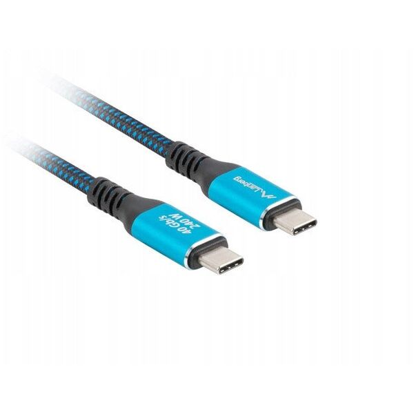 KABEL USB-C M/M USB4 0.5M 240W 8K 60HZ CZARNO-NIEBIESKI LANBERG