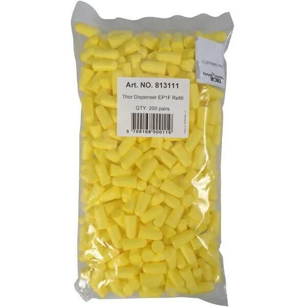 Earplugs, THOR, One size, yellow, PU, SNR 37 dB, with 200 pairs
