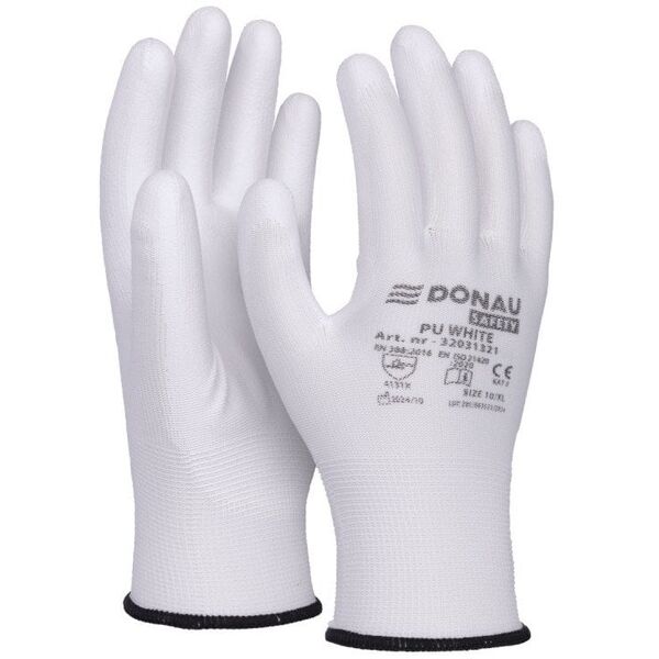 Rękawice Donau Safety PU White rozm.10 białe