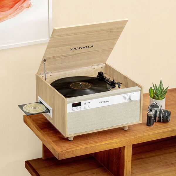 Victrola Century 6-in-1 music center, natural