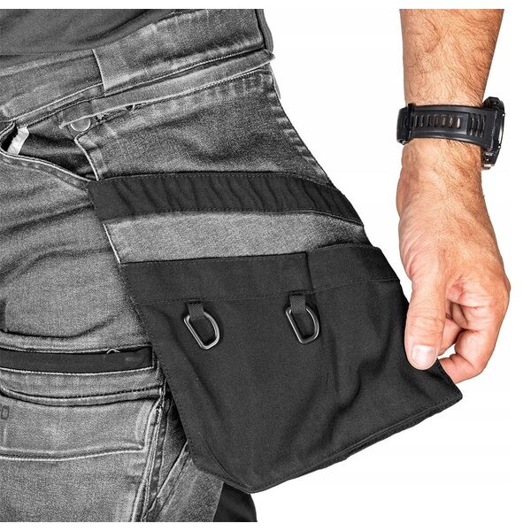 Spodnie robocze DENIM, wzmocnienia Cordura, odpinane kieszenie kaburowe, szare, rozmiar L